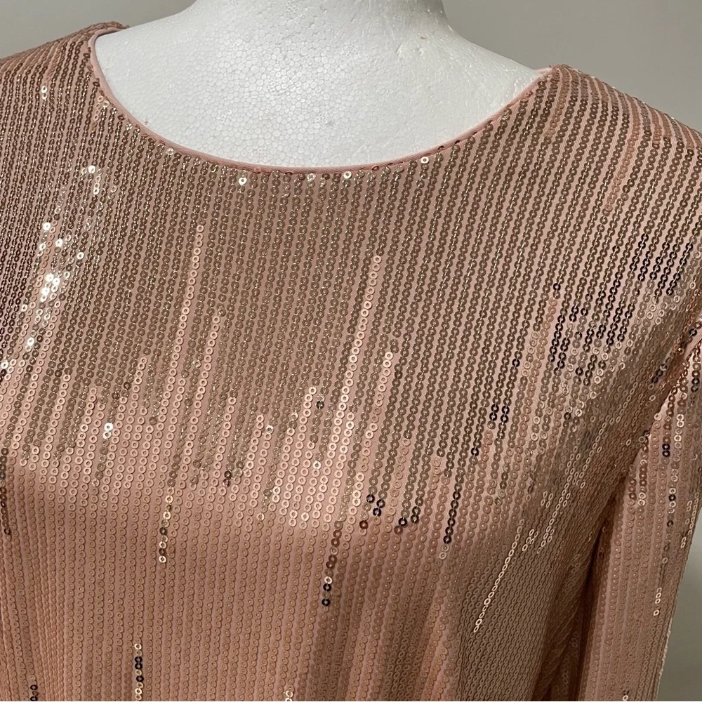 NWT Blush Pink Vince Camuto Sequin Dress Holiday Party Formal New Years Eve - Picture 3 of 14